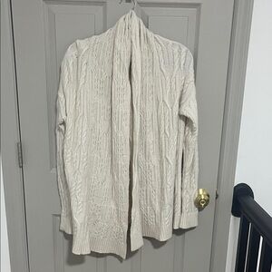 Ann Taylor Cream Cable Knit Cardigan